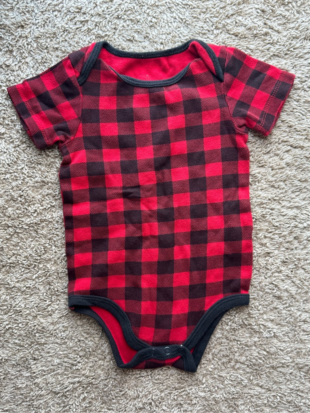 The Peanutshell Layette Red Buffalo Plaid Bodysuit 12M